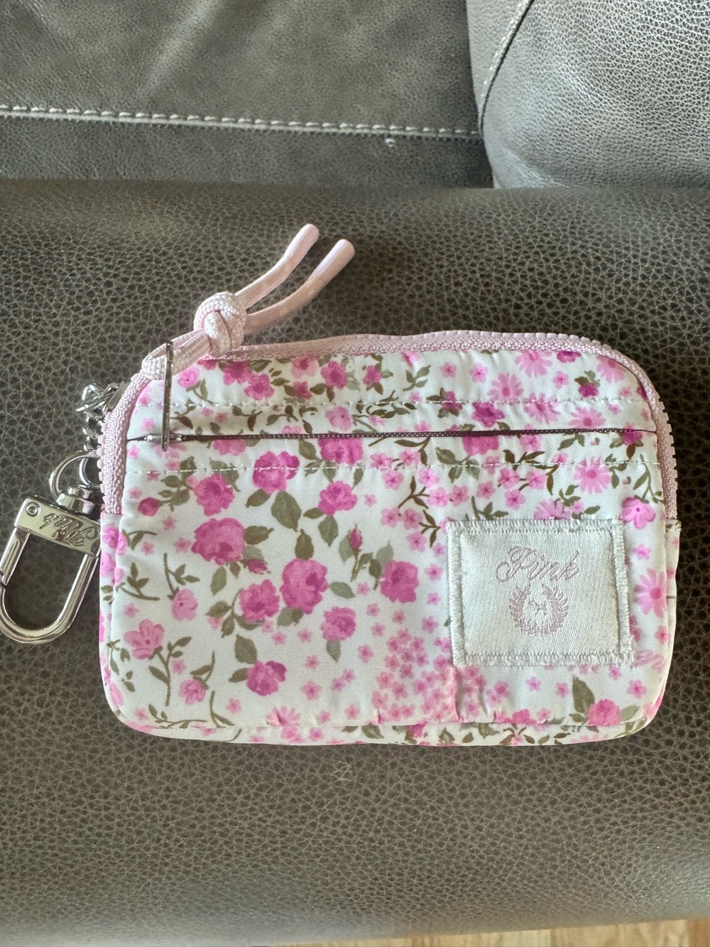 PINK Victoria's Secret Silver Logo Clip Keychain
